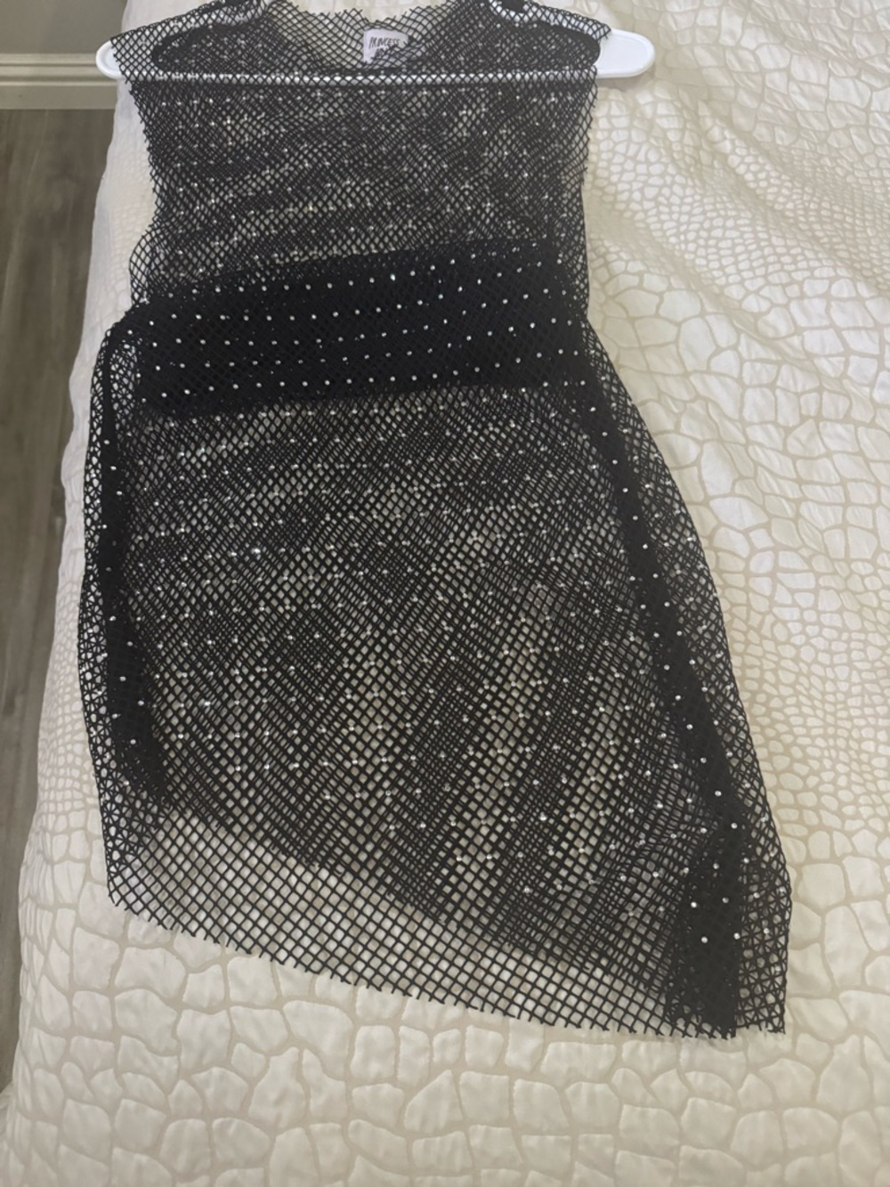 Black Rhinestone Mesh Dress Cover-Up
